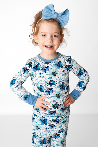 Azure Petals | Two-Piece Bamboo Long Sleeve Toddler & Kids Pajamas