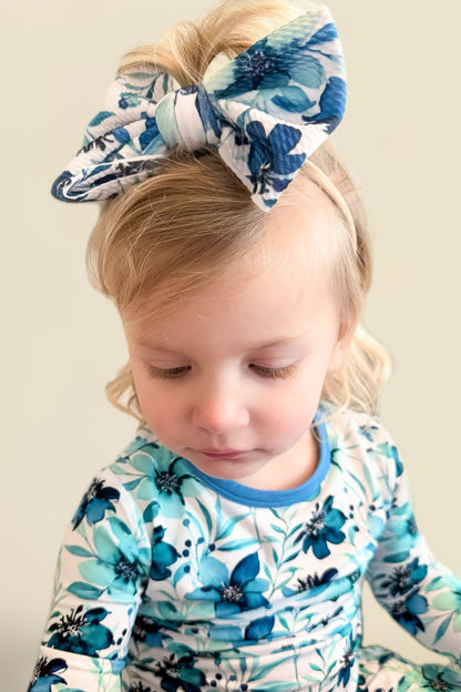 Azure Petals | Toddler Girl Nylon Bow