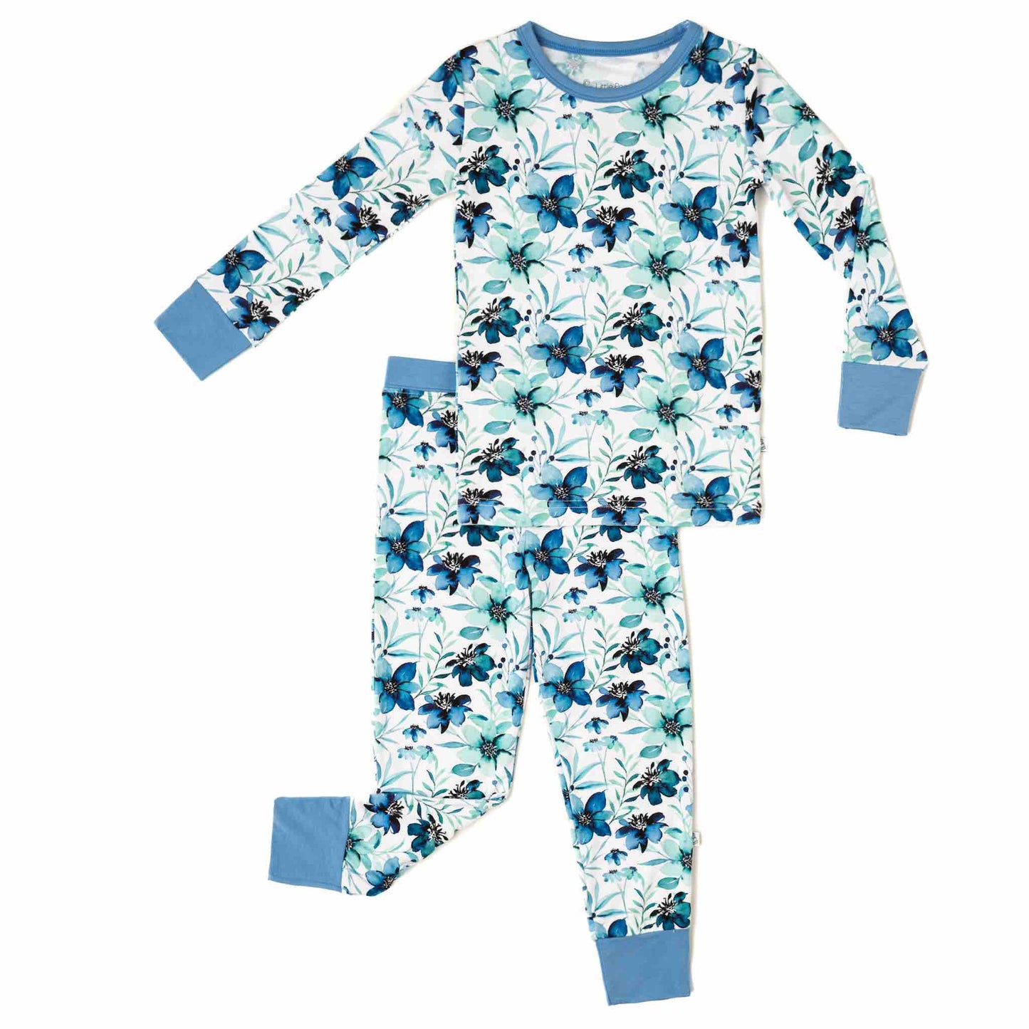 Azure Petals | Two-Piece Bamboo Long Sleeve Toddler & Kids Pajamas