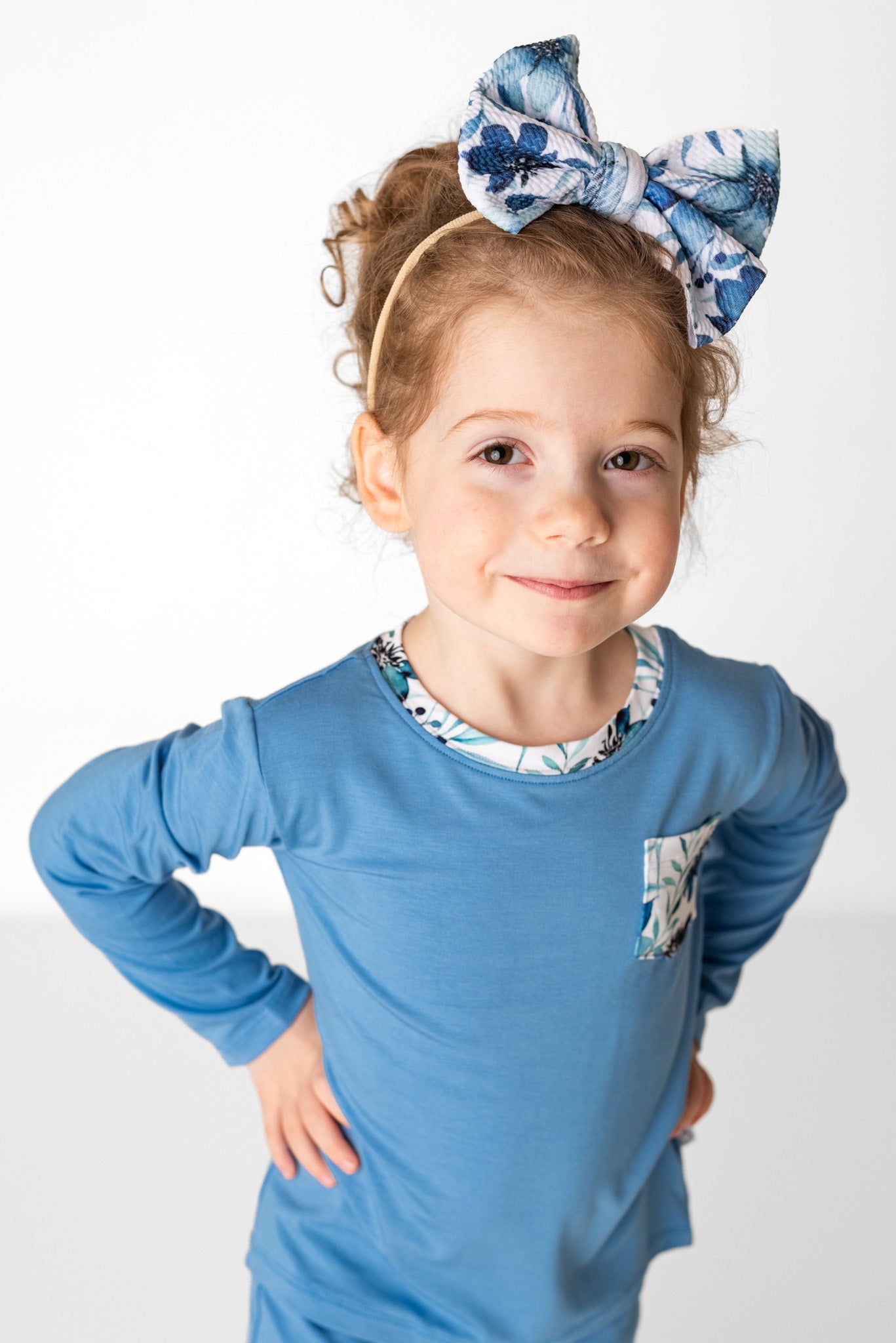 Azure Petals | Toddler Girl Nylon Bow