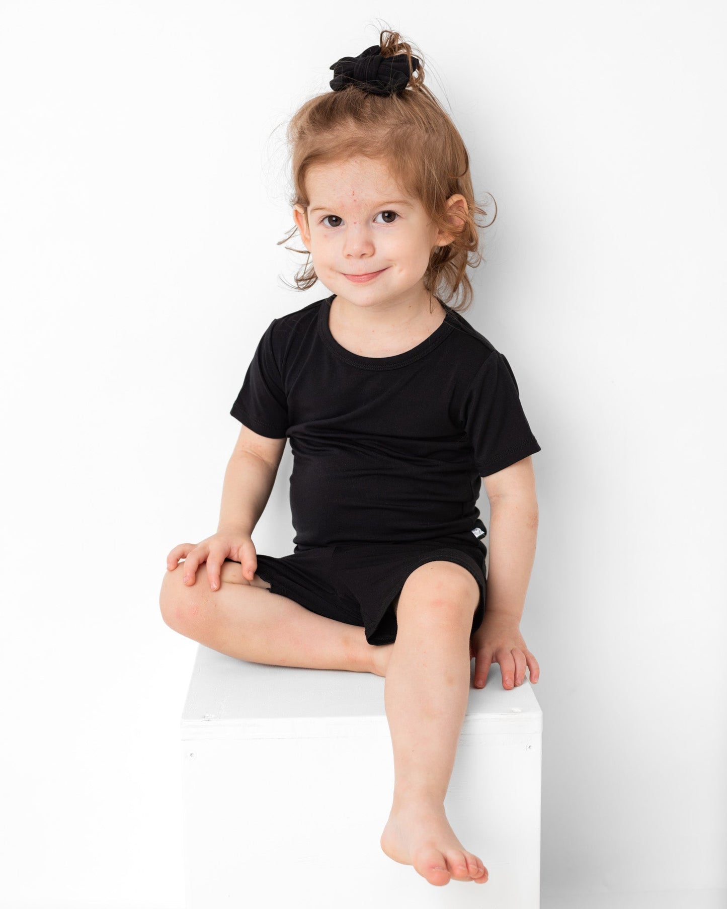 Black | Two-Piece Bamboo Short Sleeve Toddler & Kids Apparel Set