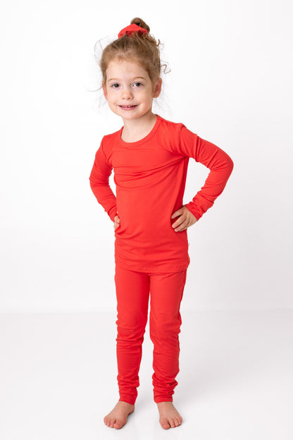 Apple Red | Two-Piece Bamboo Long Sleeve Toddler & Kids Pajamas