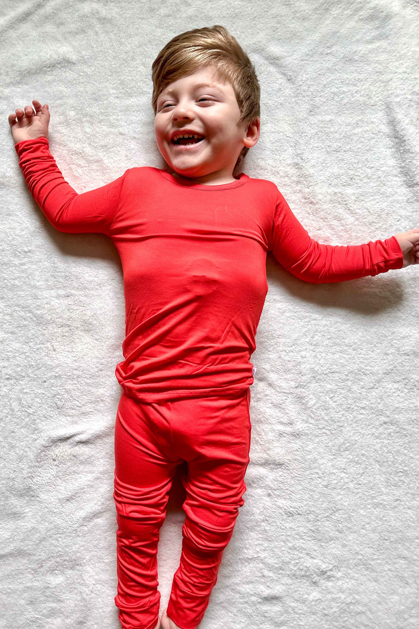 Apple Red | Two-Piece Bamboo Long Sleeve Toddler & Kids Pajamas