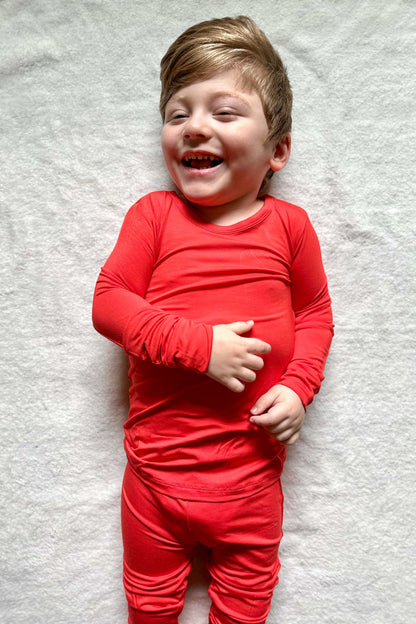 Apple Red | Two-Piece Bamboo Long Sleeve Toddler & Kids Pajamas