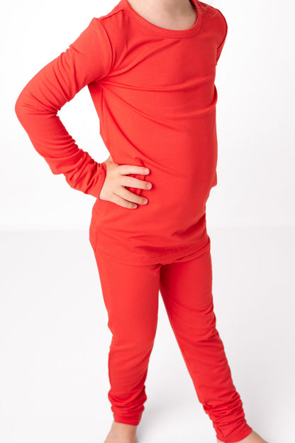 Apple Red | Two-Piece Bamboo Long Sleeve Toddler & Kids Pajamas