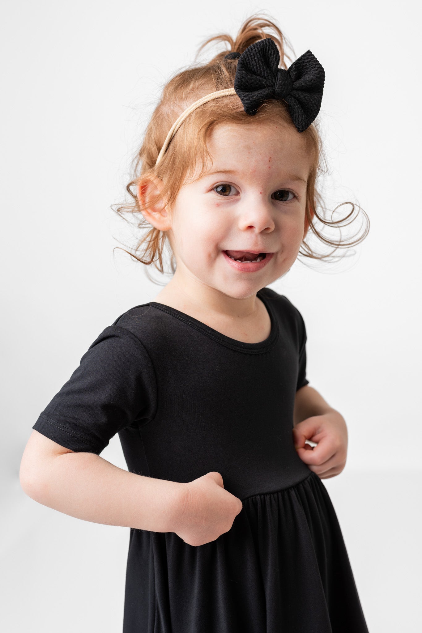 Black | Toddler & Girls Bamboo Ruffle Twirl Dress