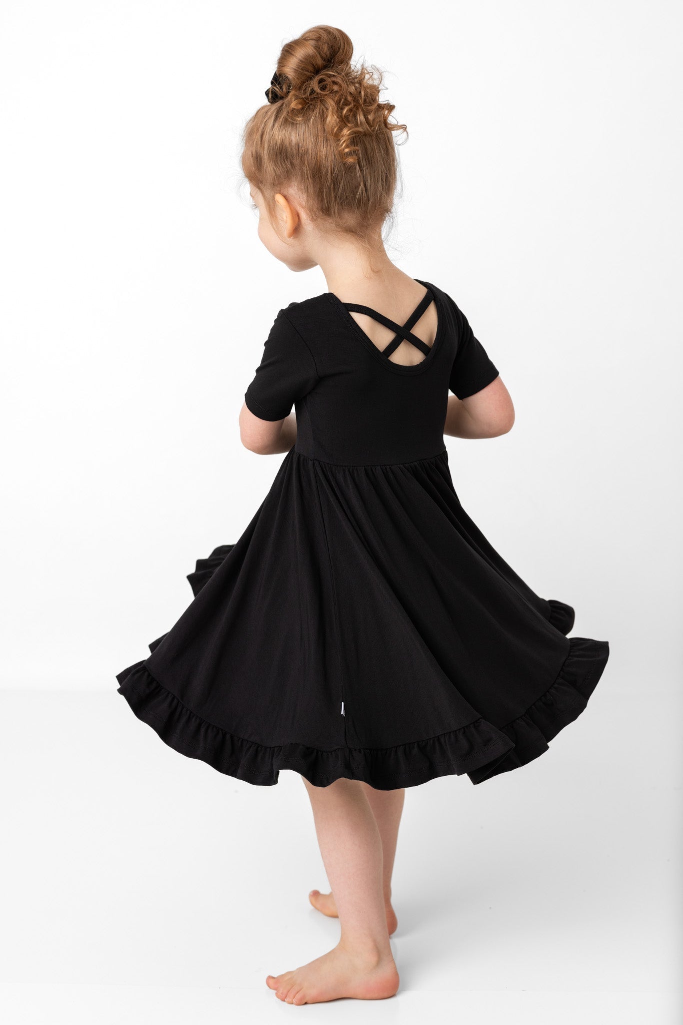 Black | Toddler & Girls Bamboo Ruffle Twirl Dress