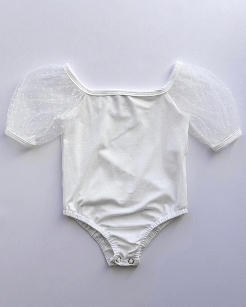 maisie puff shoulder leotard - white