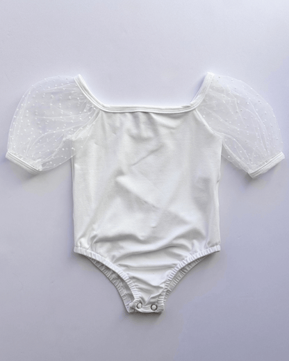 maisie puff shoulder leotard - white