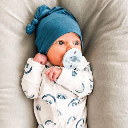 brooks' blue rainbows zipper footie