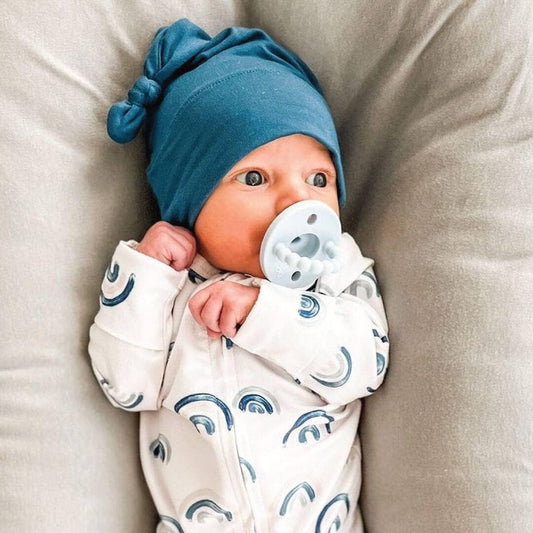 brooks' blue rainbows zipper footie