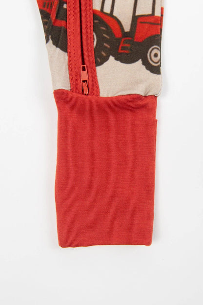classic red tractor baby bamboo zippy