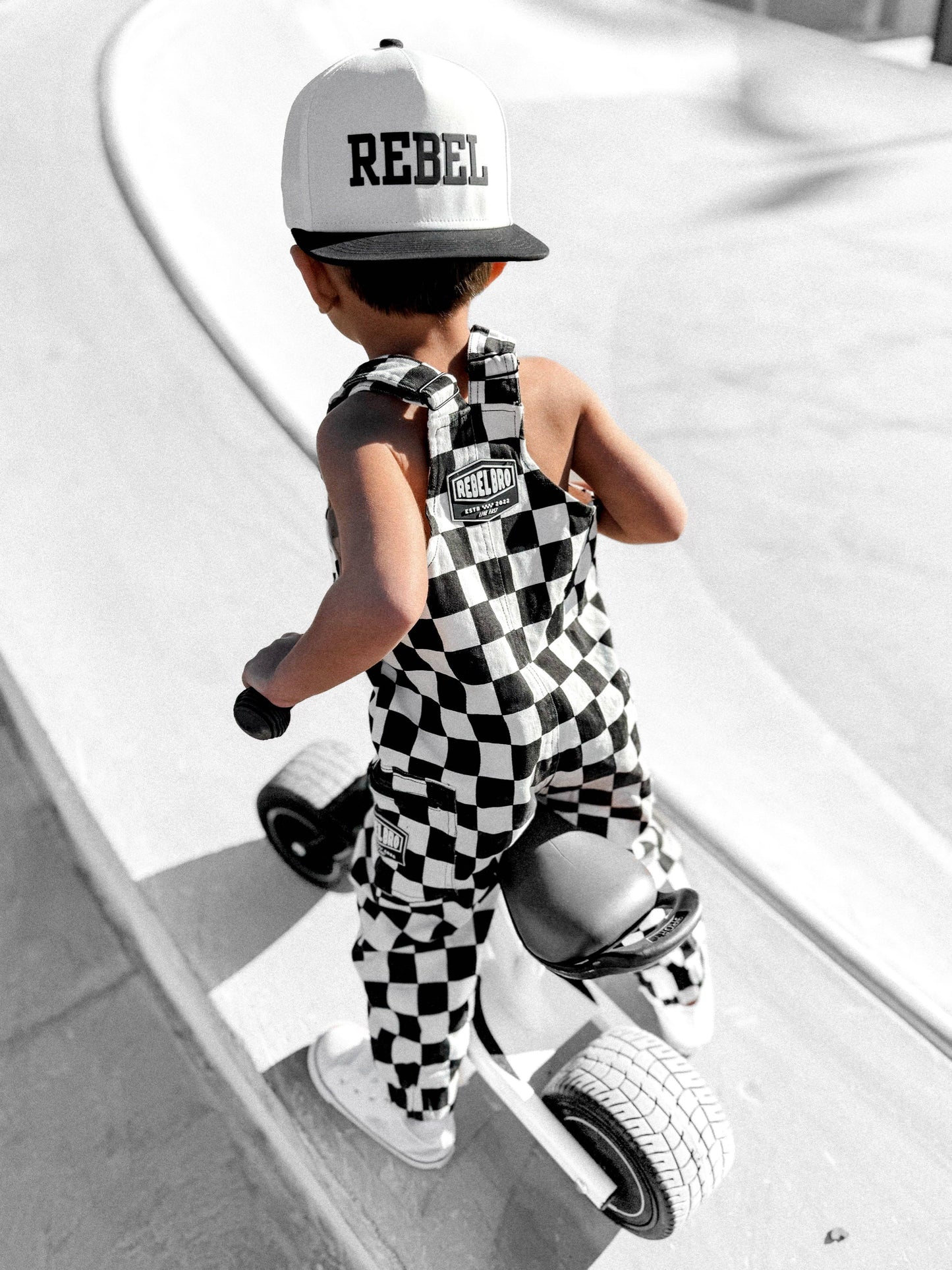 live fast checkered overalls in venice