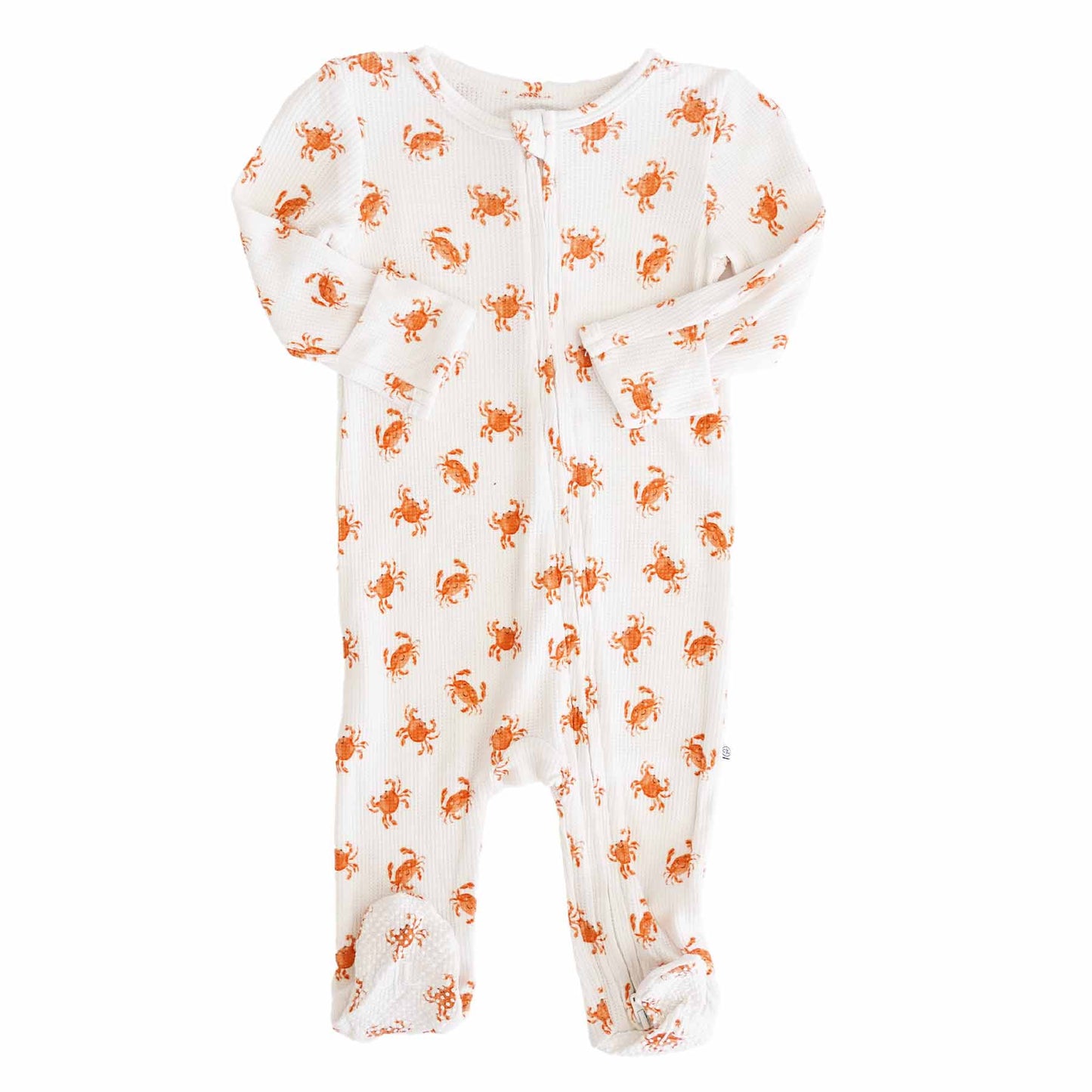 cutie crabs bamboo waffle zipper footie