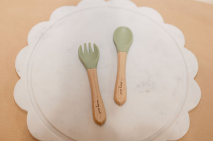 fork + spoon set • green