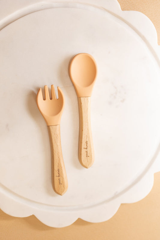 fork + spoon set • peach