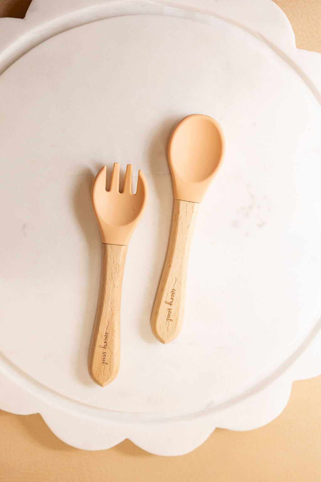 fork + spoon set • peach