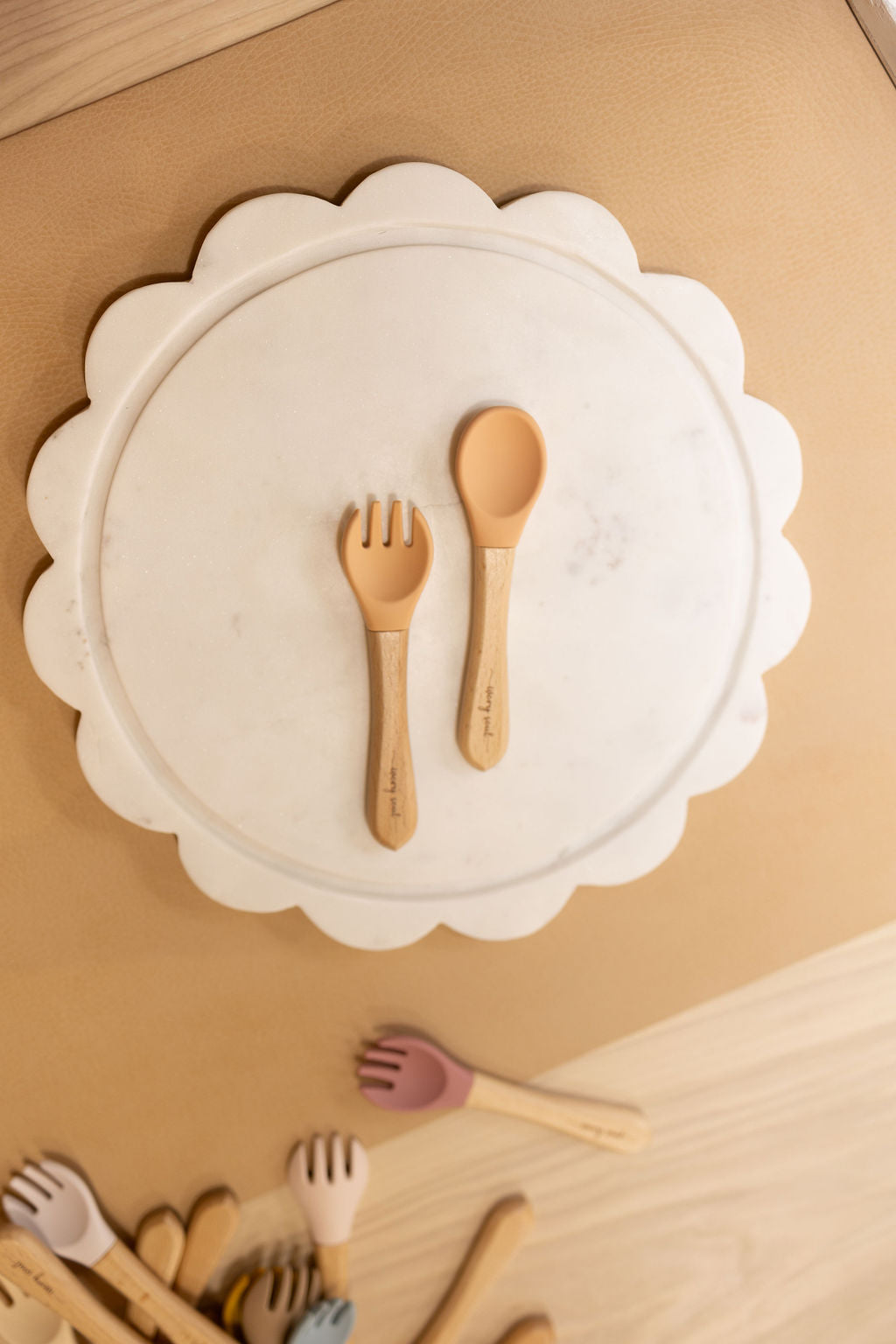 fork + spoon set • peach