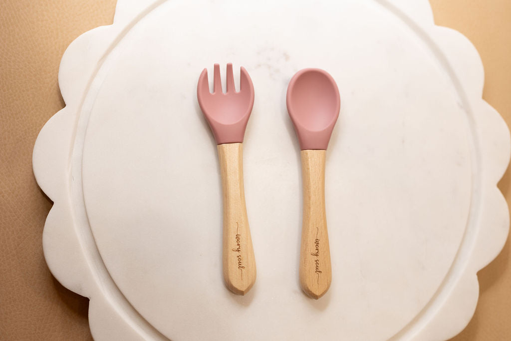 fork + spoon set • pink rose