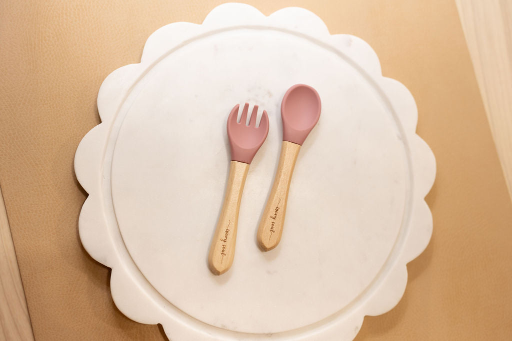 fork + spoon set • pink rose - Ivory Soul