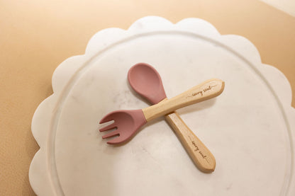 fork + spoon set • pink rose - Ivory Soul