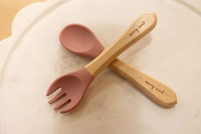 fork + spoon set • pink rose