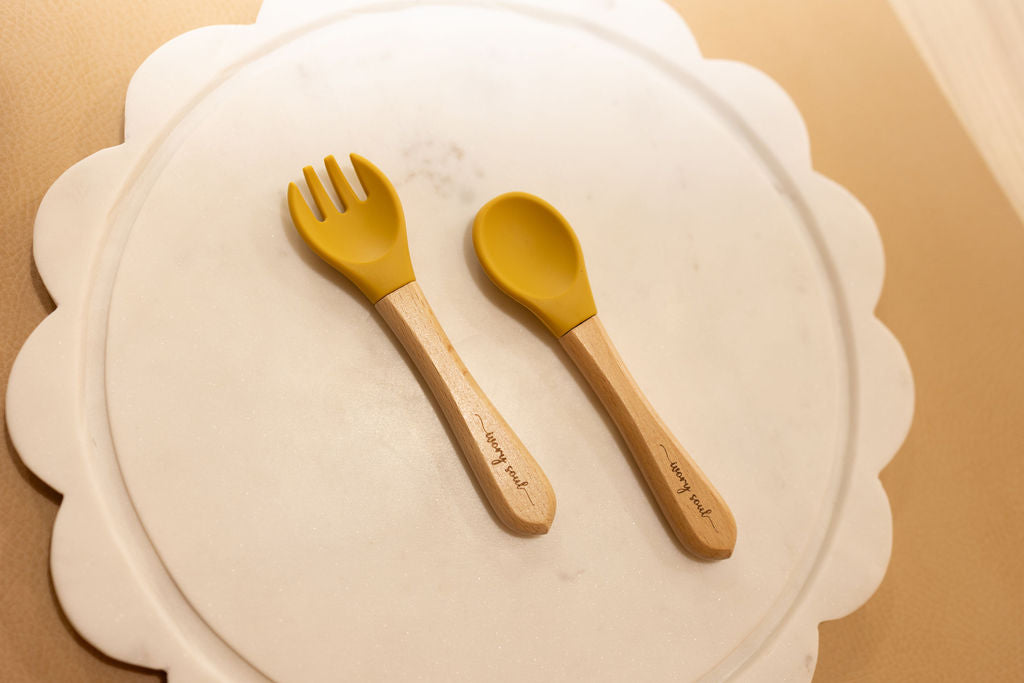 fork + spoon set • mustard