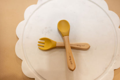 fork + spoon set • mustard