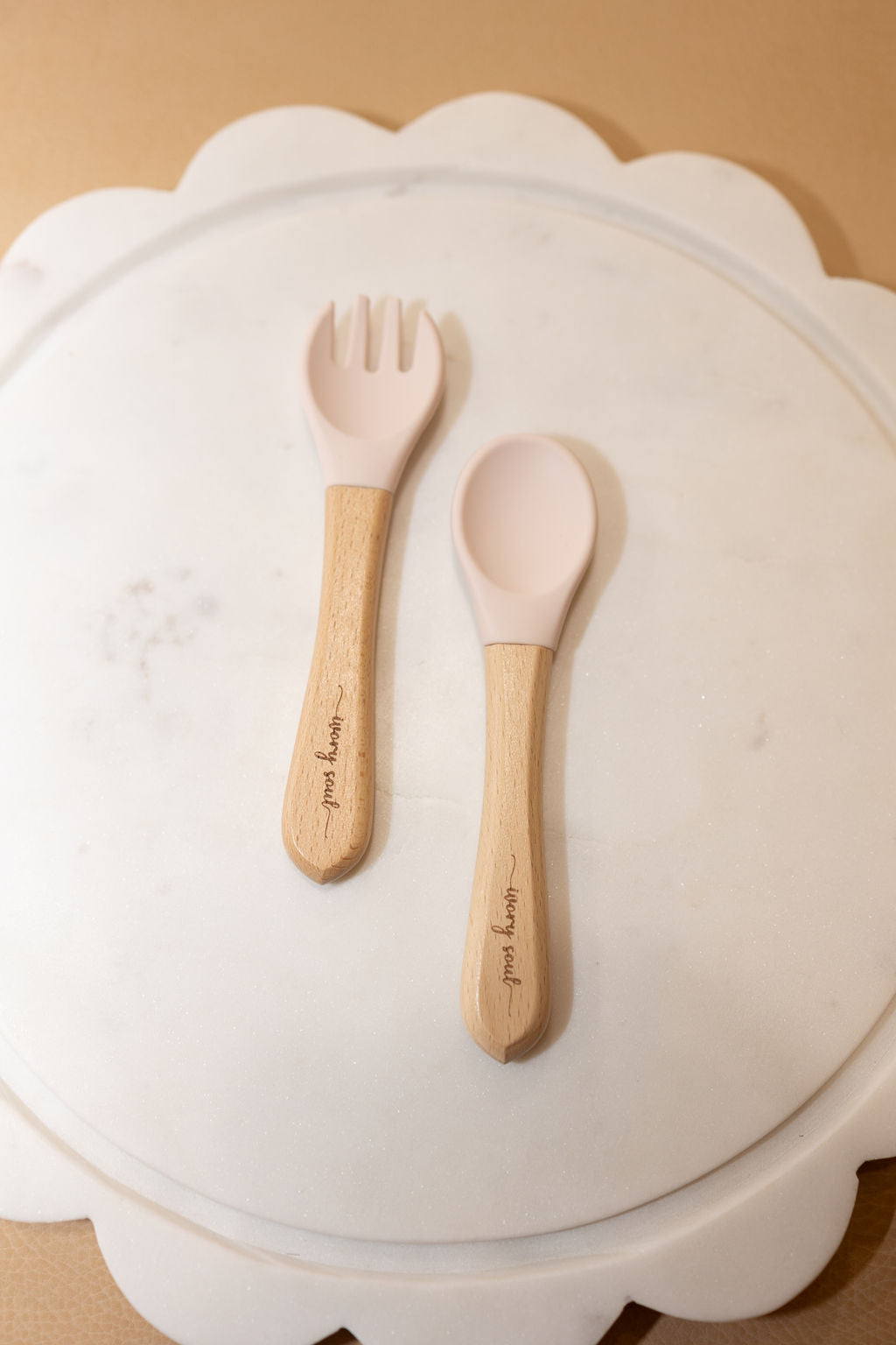 fork + spoon set • light pink