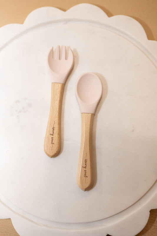 fork + spoon set • light pink
