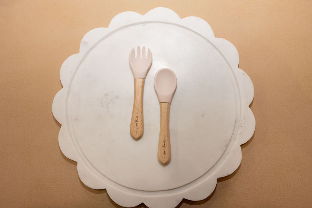 fork + spoon set • light pink