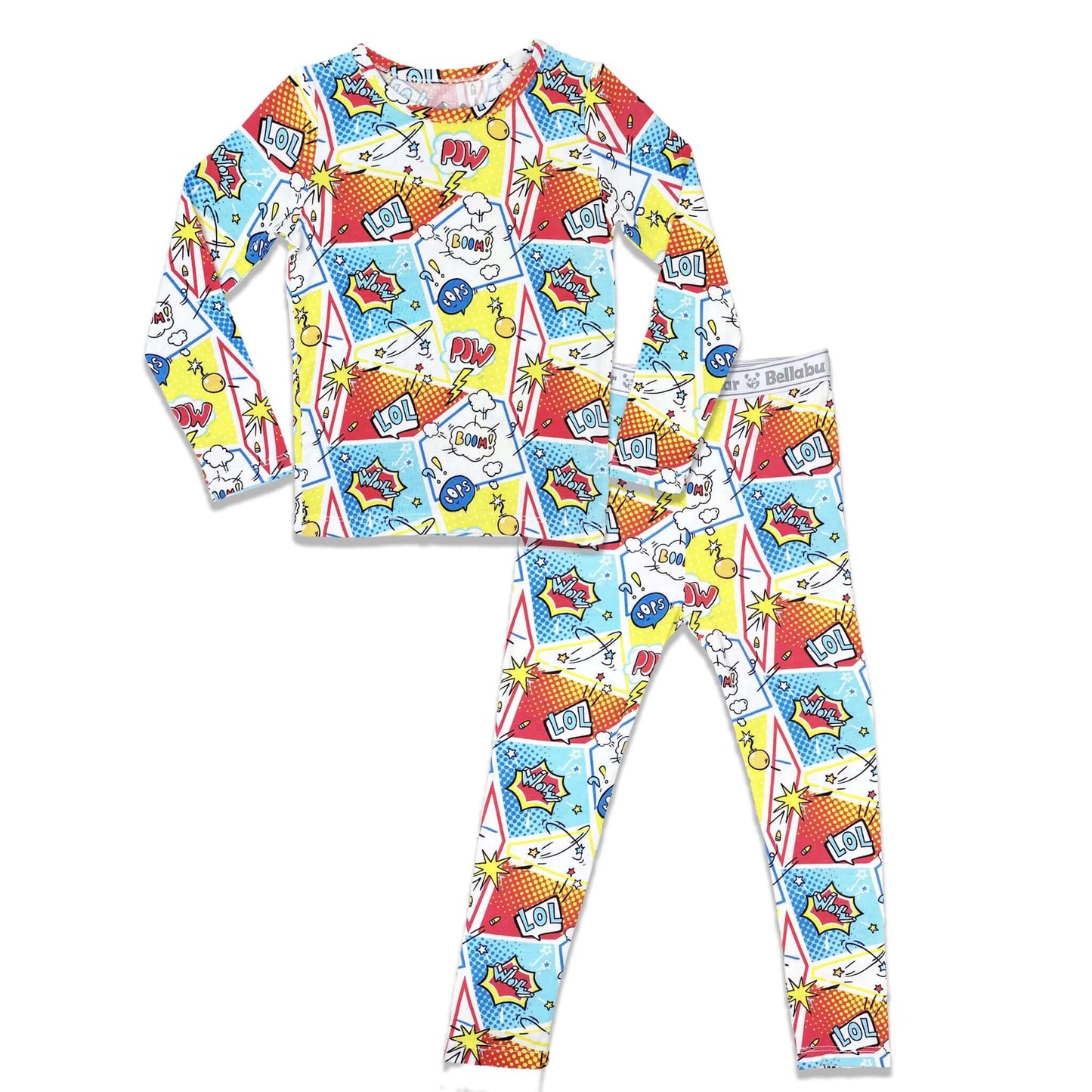 Comic Hero Bamboo Kids Pajamas - Ivory Soul
