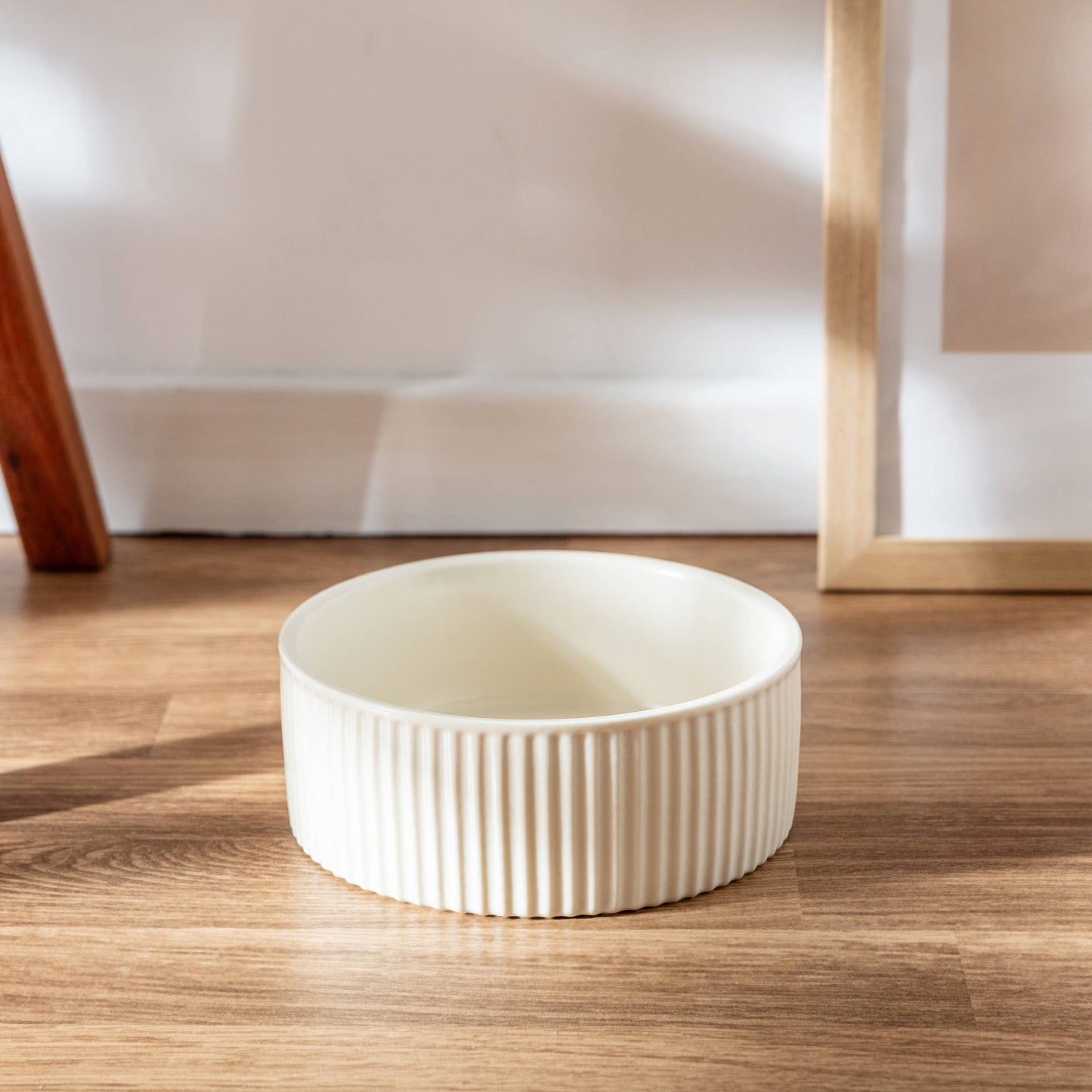 jardin ribbed pet bowl collection – modern matte exterior