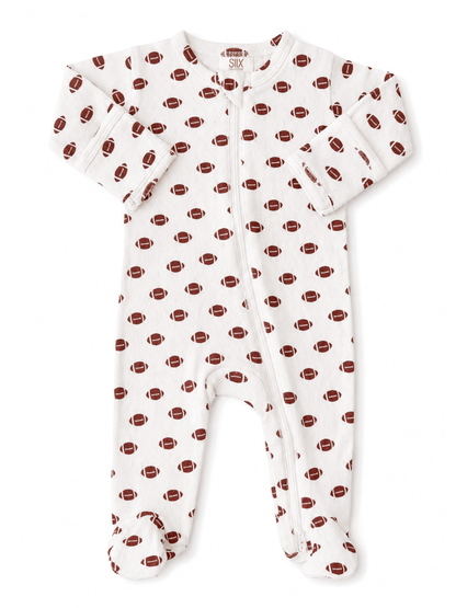 football / organic pointelle 2-way zip footie