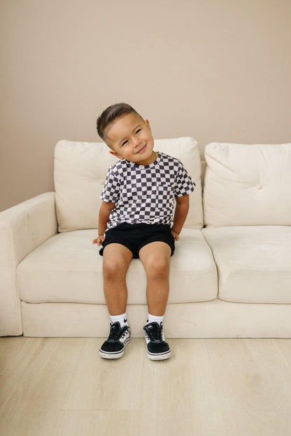 Black Checkered Bamboo Tee