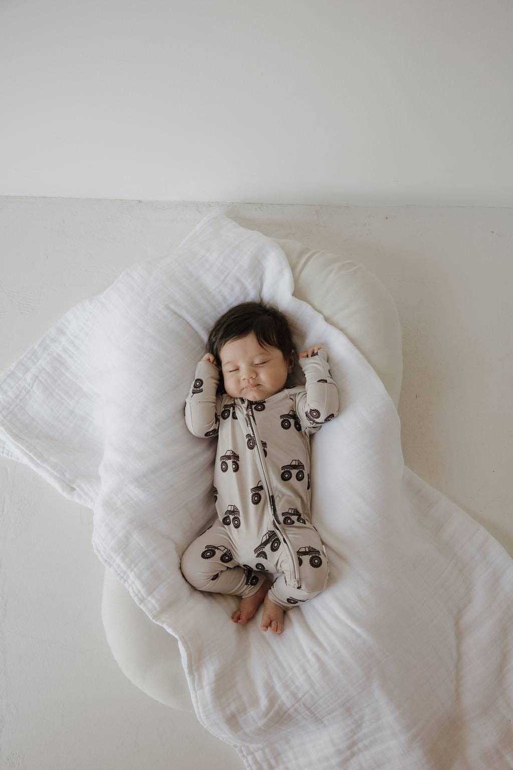 monster truck bamboo zip pajamas