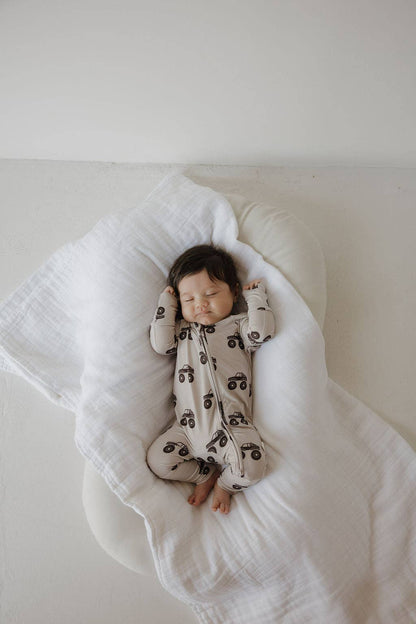 monster truck bamboo zip pajamas