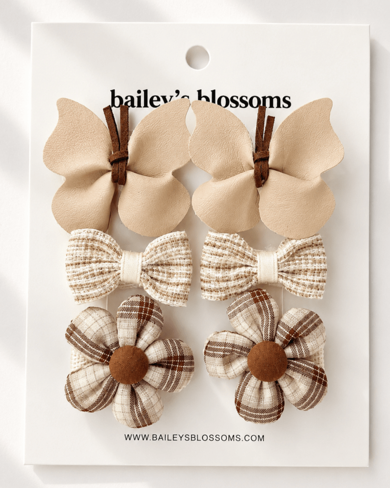 6-piece hair clip set - vanilla cream