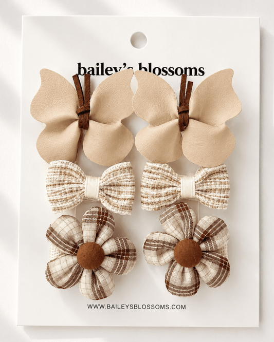 6-piece hair clip set - vanilla cream