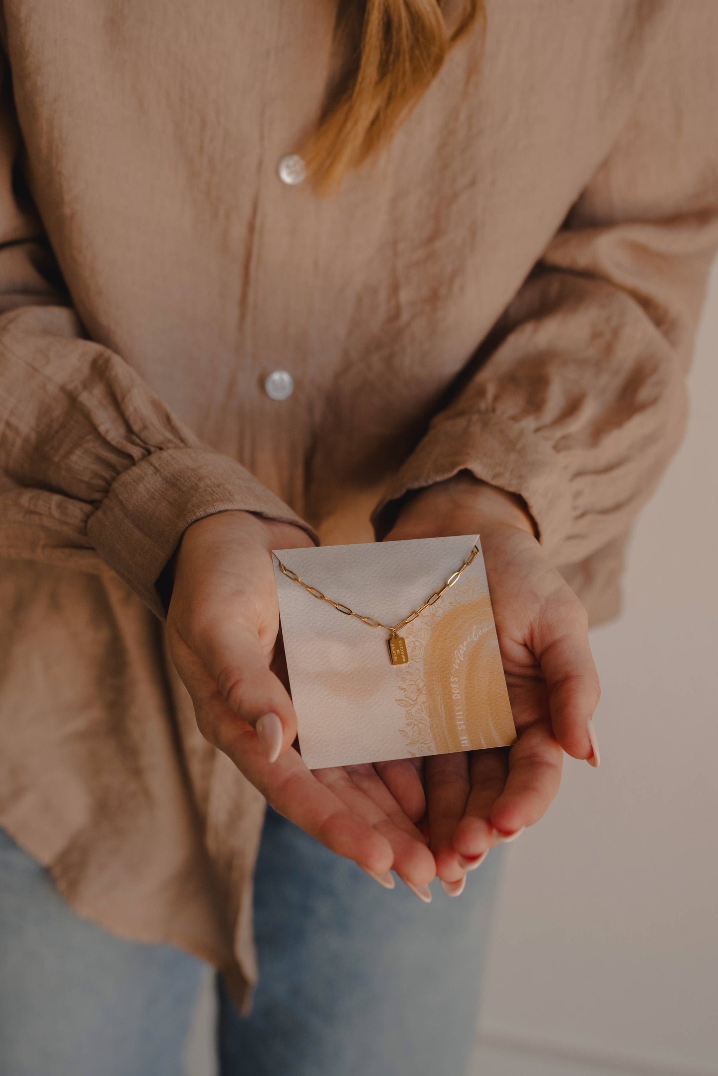 believe in miracles mini tag necklace