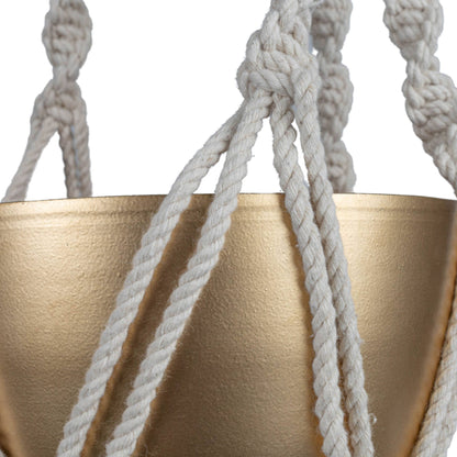 claudia boho macrame hanging planter cotton + metal