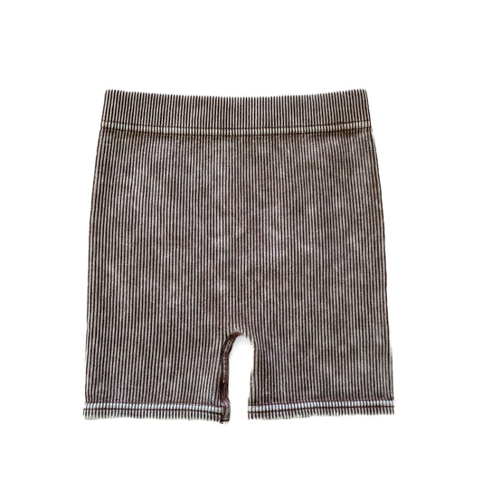 acid wash biker shorts - coconut