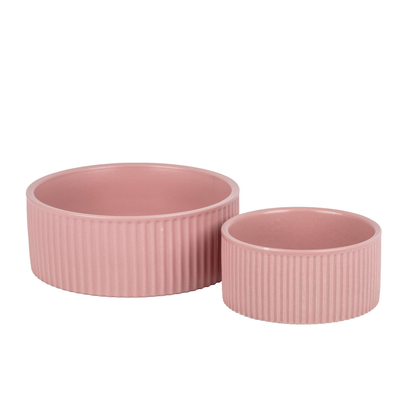 jardin ribbed pet bowl collection – modern matte exterior