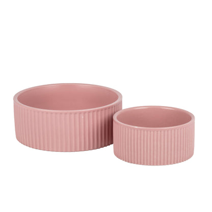 jardin ribbed pet bowl collection – modern matte exterior