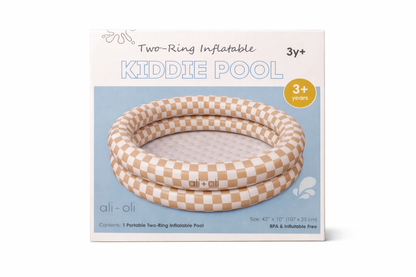 two-ring inflatable kiddie pool - tan checkers
