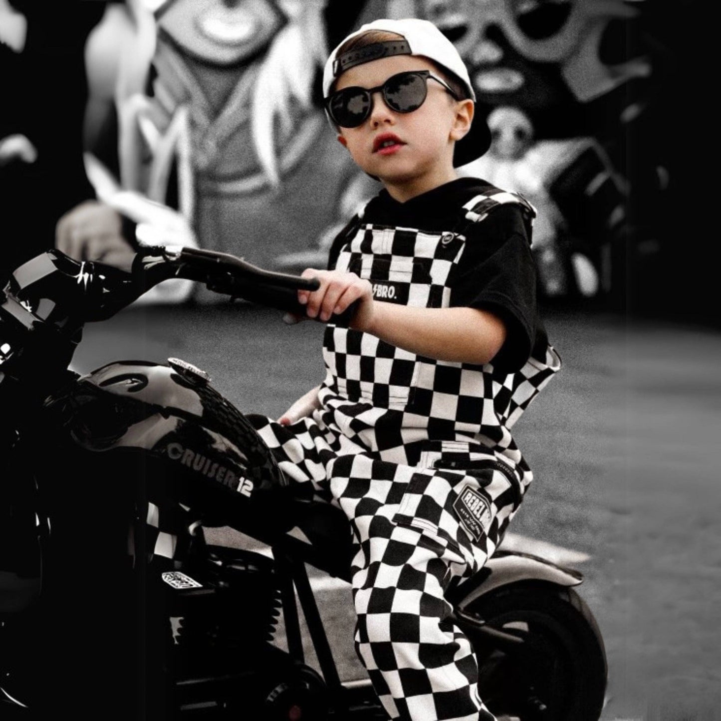 live fast checkered overalls in venice