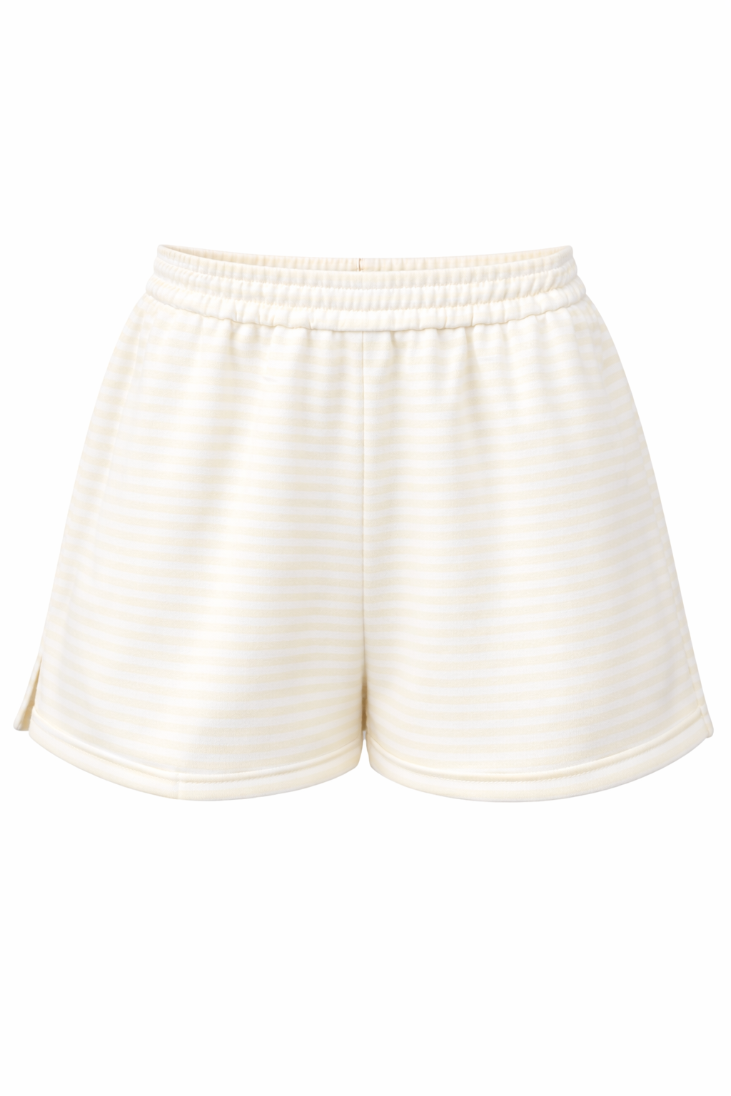 baby yellow + white big striped shorts