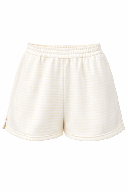 baby yellow + white big striped shorts