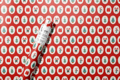 red cameo christmas wrapping paper