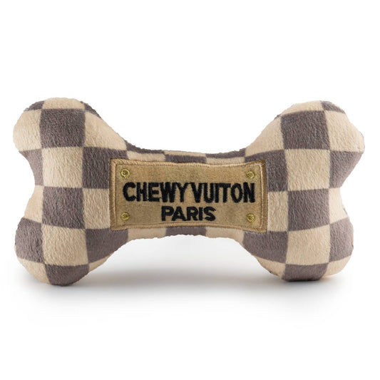 checker chewy vuiton bones squeaker toy